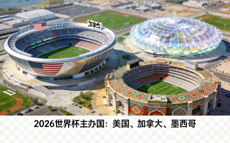 2026世界杯三大主办国美国、加拿大、墨西哥的体育场馆航拍全景